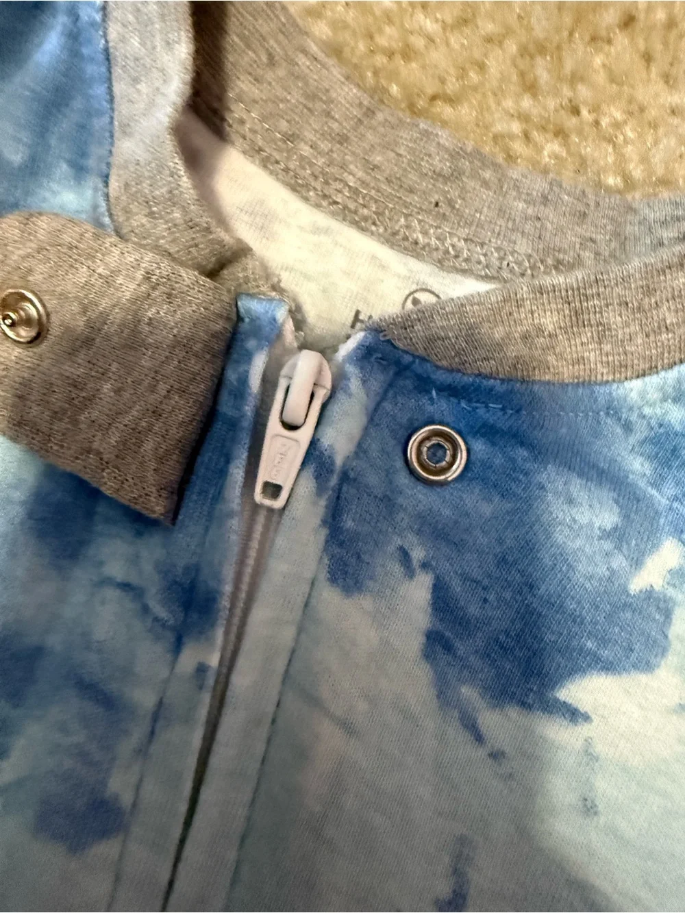 Tie-Dye Blue Footed Pajama One-Piece for Kids
